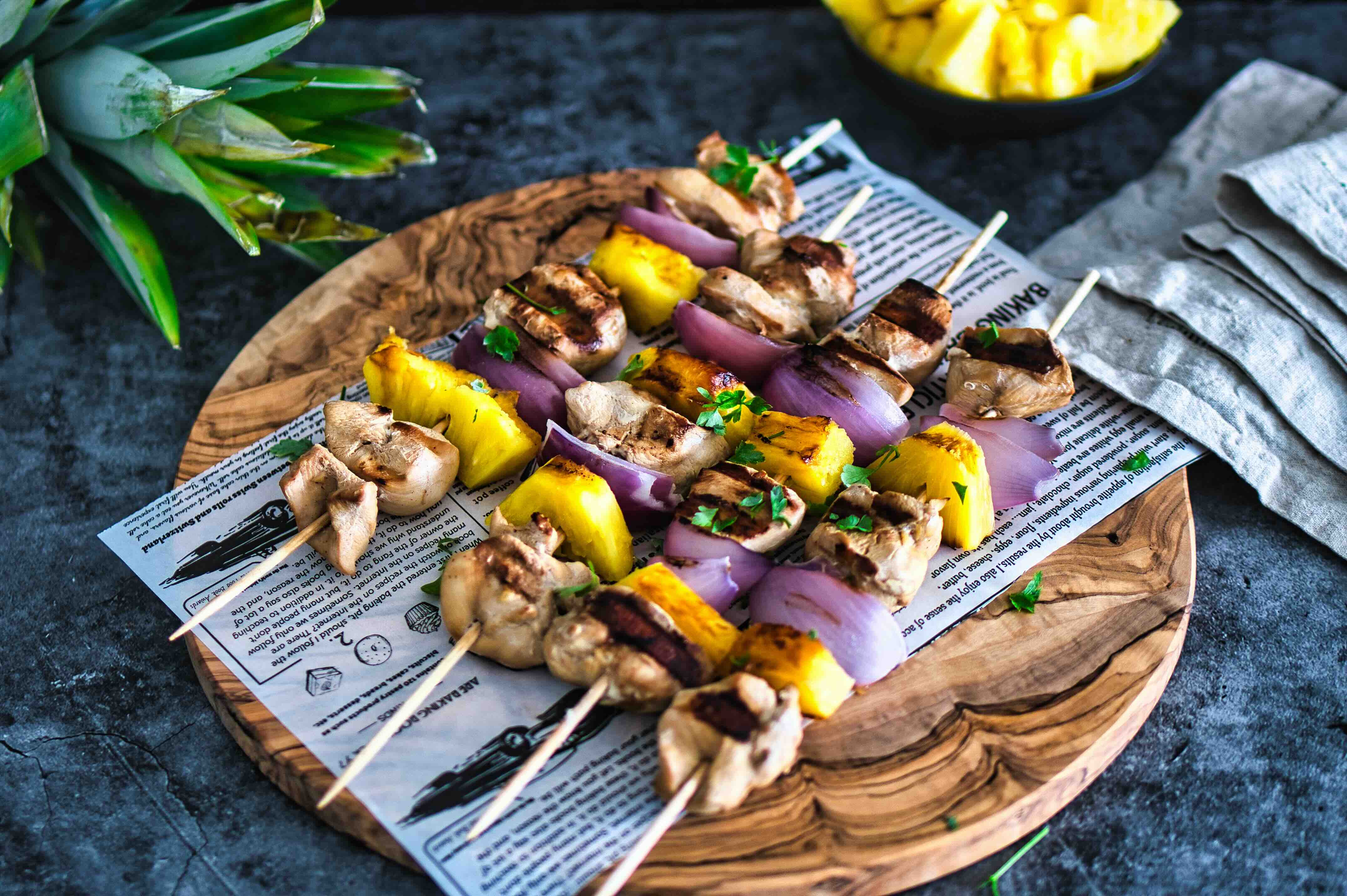 Rezept: Gegrillte Hähnchen-Ananas-Spieße 4.6 (67)