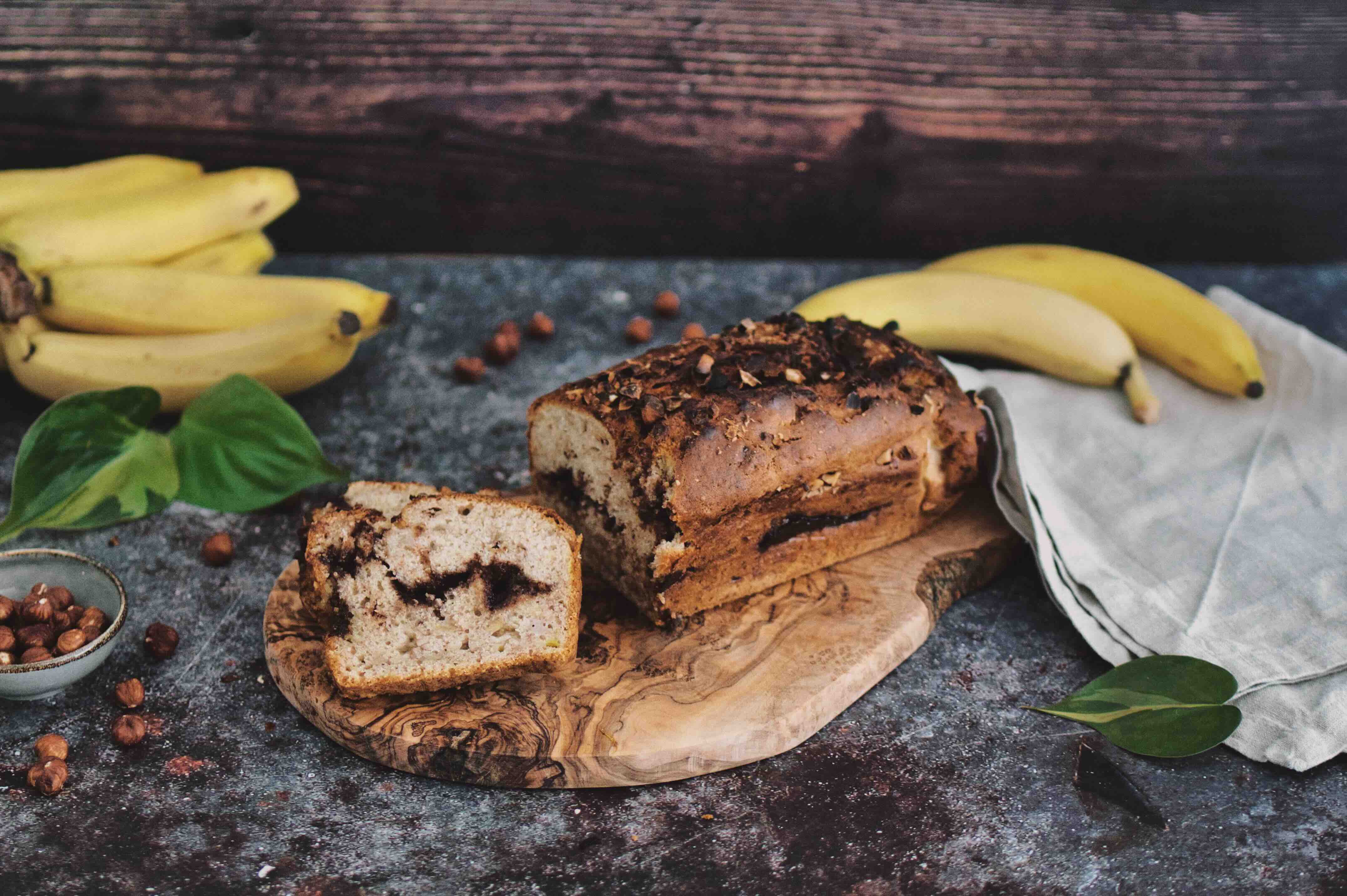 Rezept: Haselnuss-Bananenbrot mit Schoko-Swirl