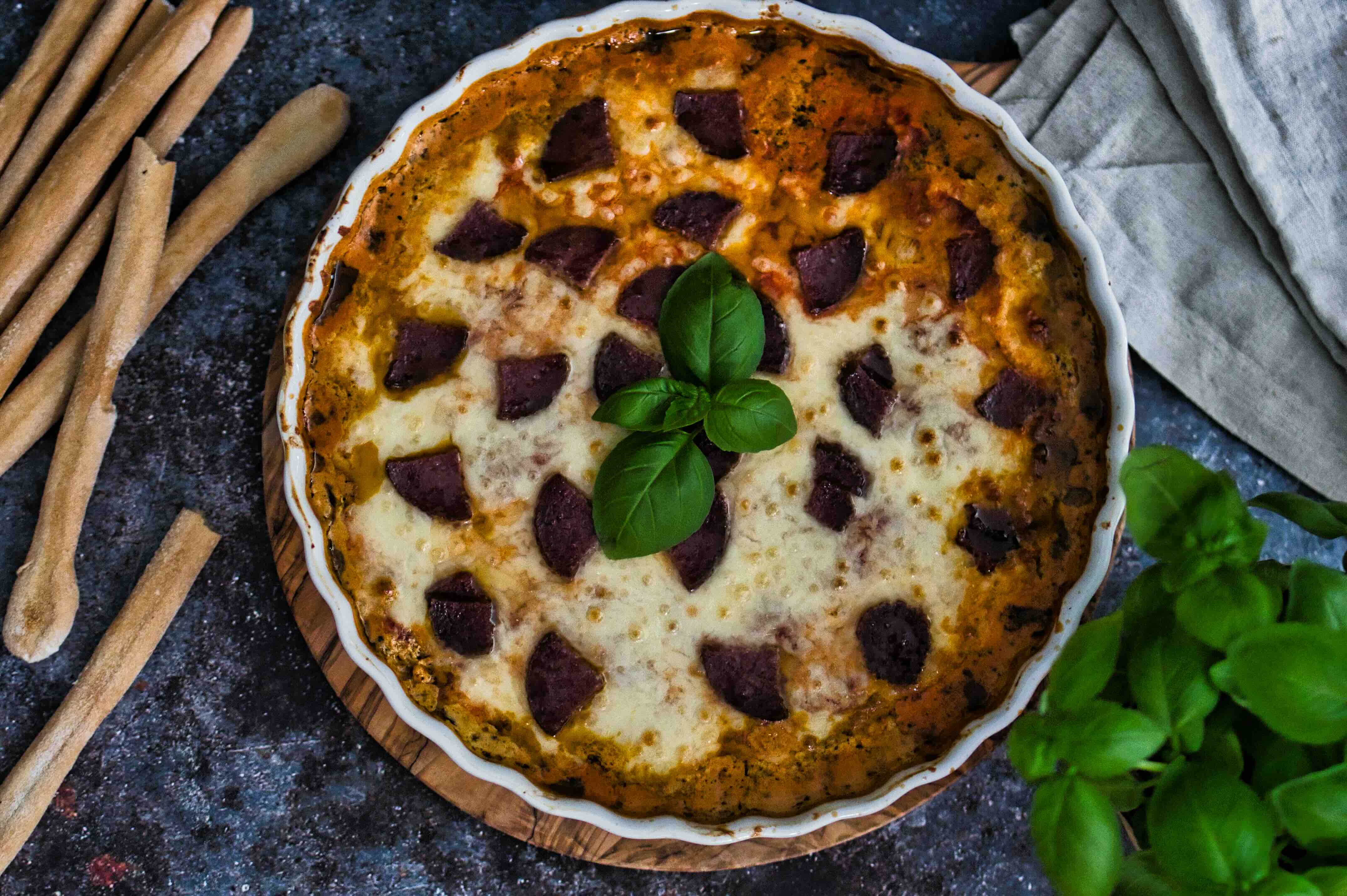 Rezept: Cremiger Pesto-Peperoni-Pizza-Dip 4.8 (55)